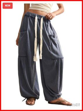 RoseSeek Womens Baggy Boho Harem Pants Wide Leg Sweatpants Pockets
